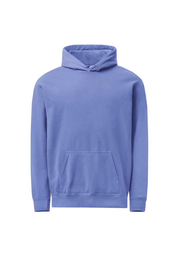 Custom Garment-Dyed Hoodie in Flo Blue