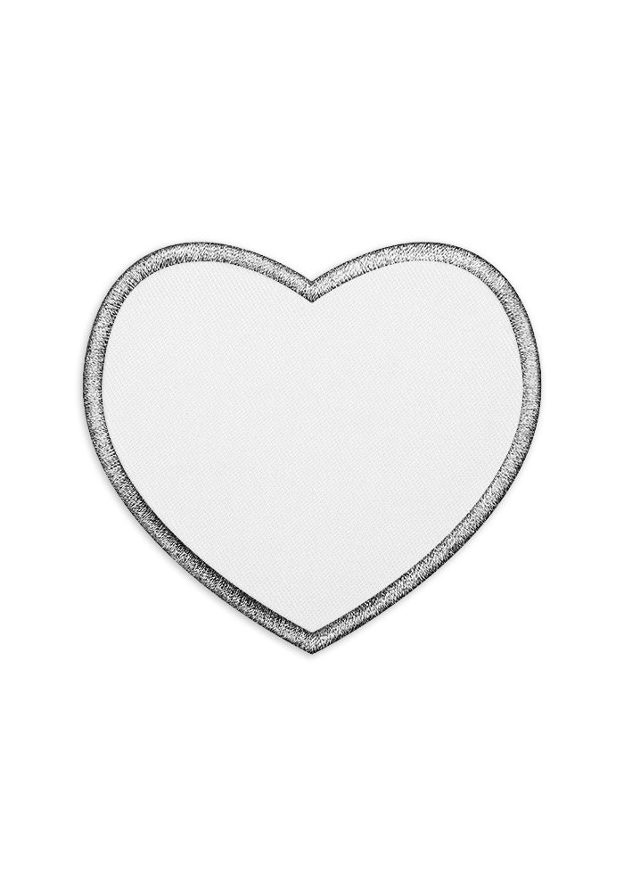 Heart custom printed patch with a stitched border