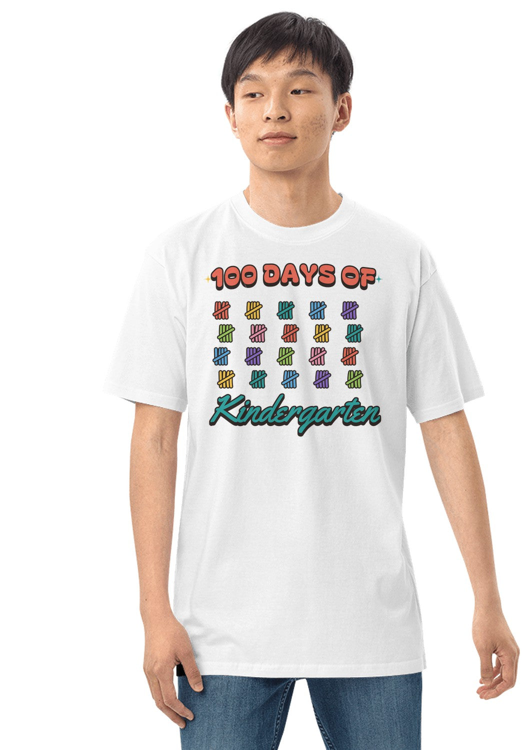 100 Days of Kindergarten t-shirt in White