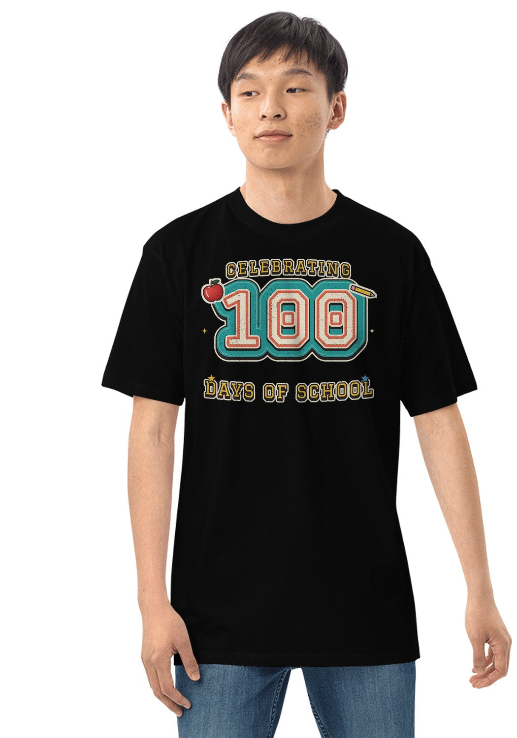 Celebrating 100 Days Varsity Patch t-shirt in Black