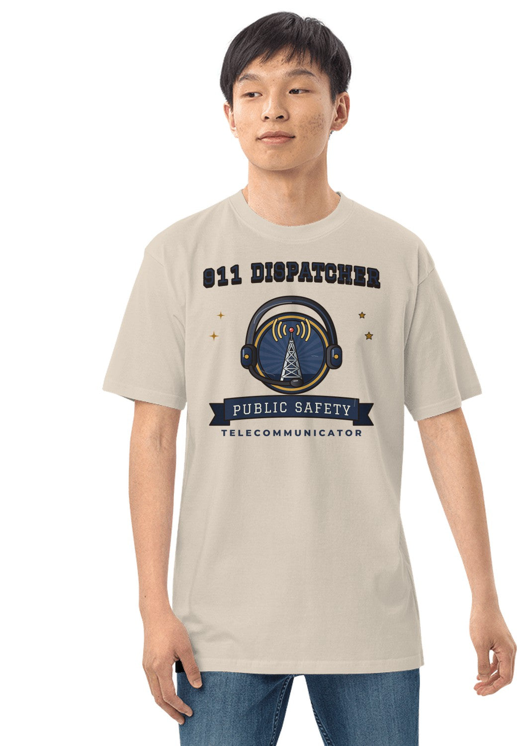 911 Dispatcher Badge t-shirt in Heather Dust