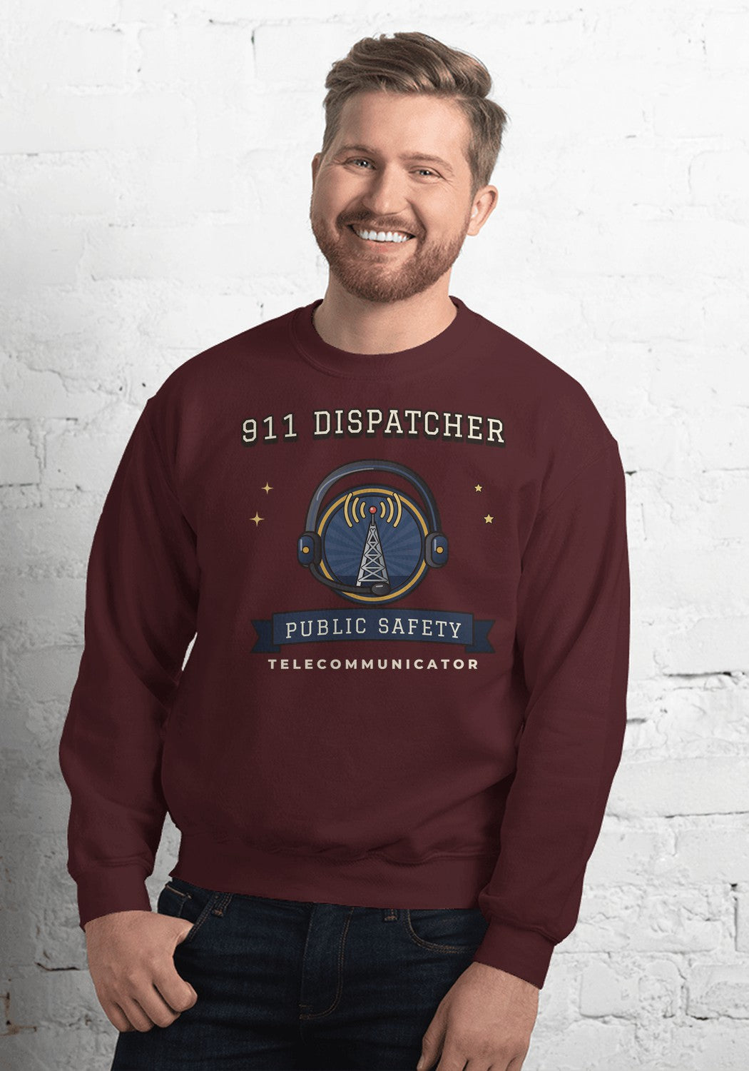 911 Dispatcher Badge sweatshirt in Maroon