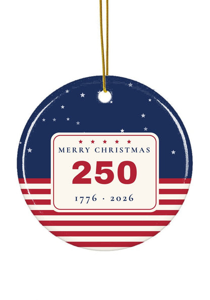 America 250 Christmas ornament 1776 to 2026, circle shape