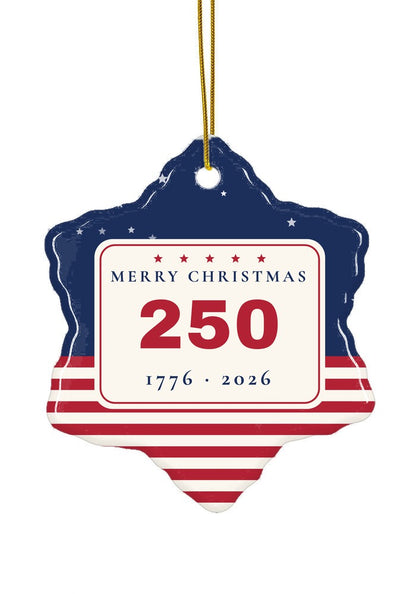 America 250 Christmas ornament 1776 to 2026, snowflake shape