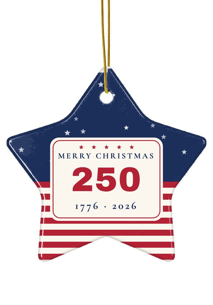 America 250 Christmas ornament 1776 to 2026, star shape