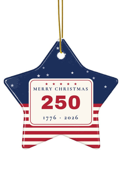 America 250 Christmas ornament 1776 to 2026, star shape