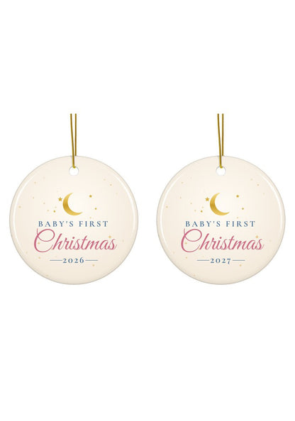 Baby's First Christmas ornament dated 2026 or 2027
