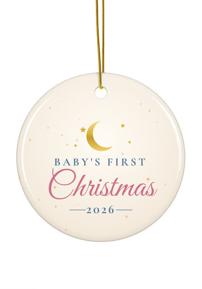 Baby's First Christmas 2026 ornament, circle shape
