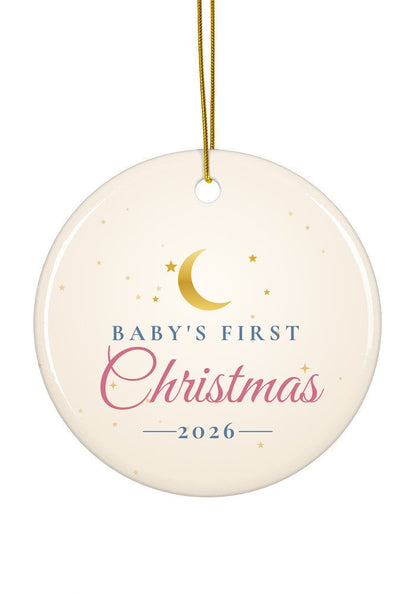 Baby's First Christmas 2026 ornament, circle shape
