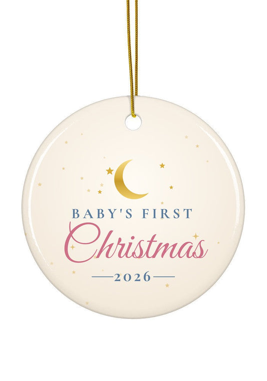 Baby's First Christmas 2026 ornament, circle shape