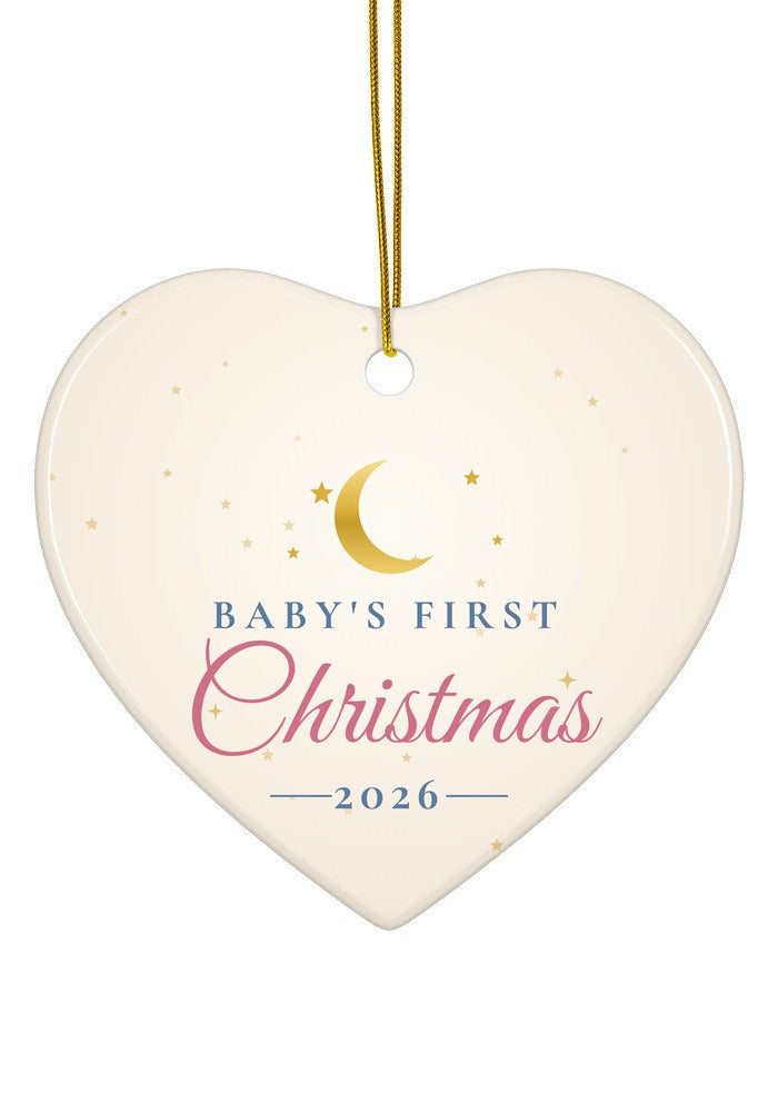 Baby's First Christmas 2026 ornament, heart shape
