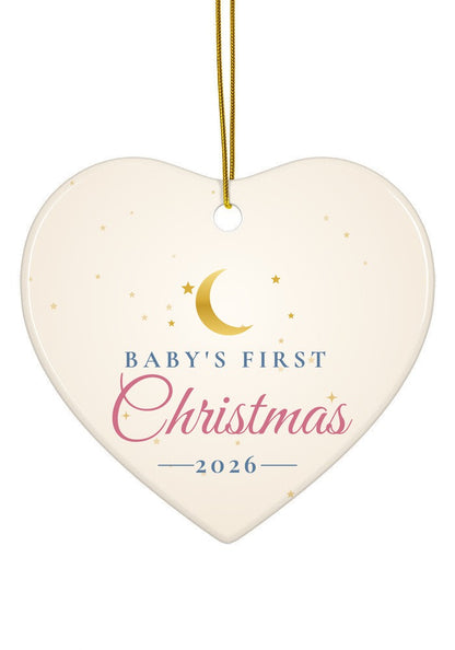 Baby's First Christmas 2026 ornament, heart shape