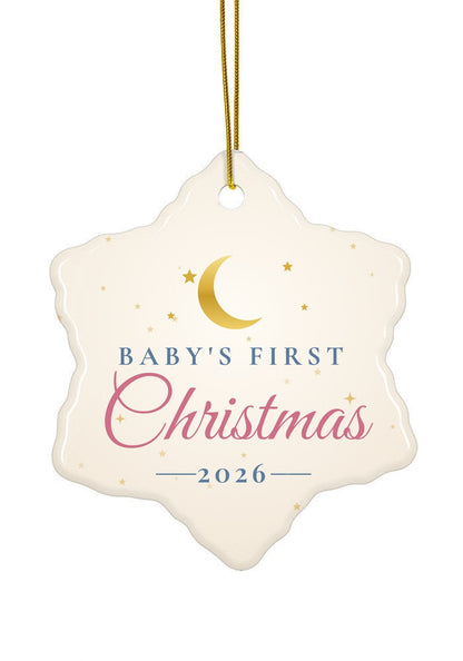 Baby's First Christmas 2026 ornament, snowflake shape