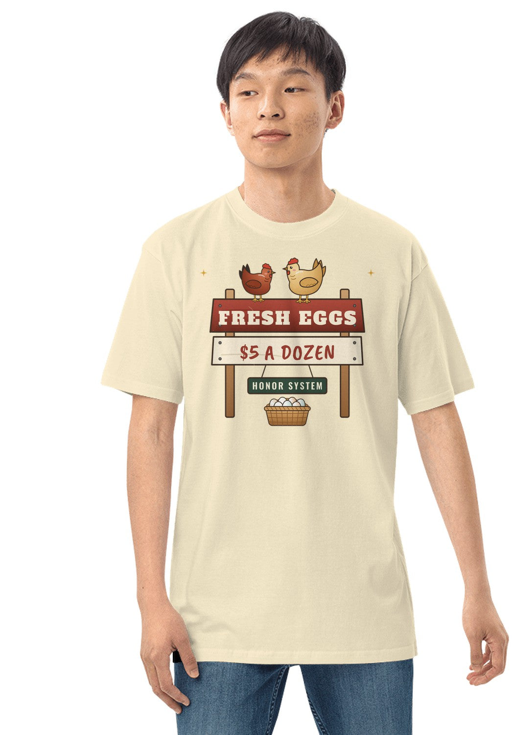 Fresh Eggs Honor System t-shirt in Natural