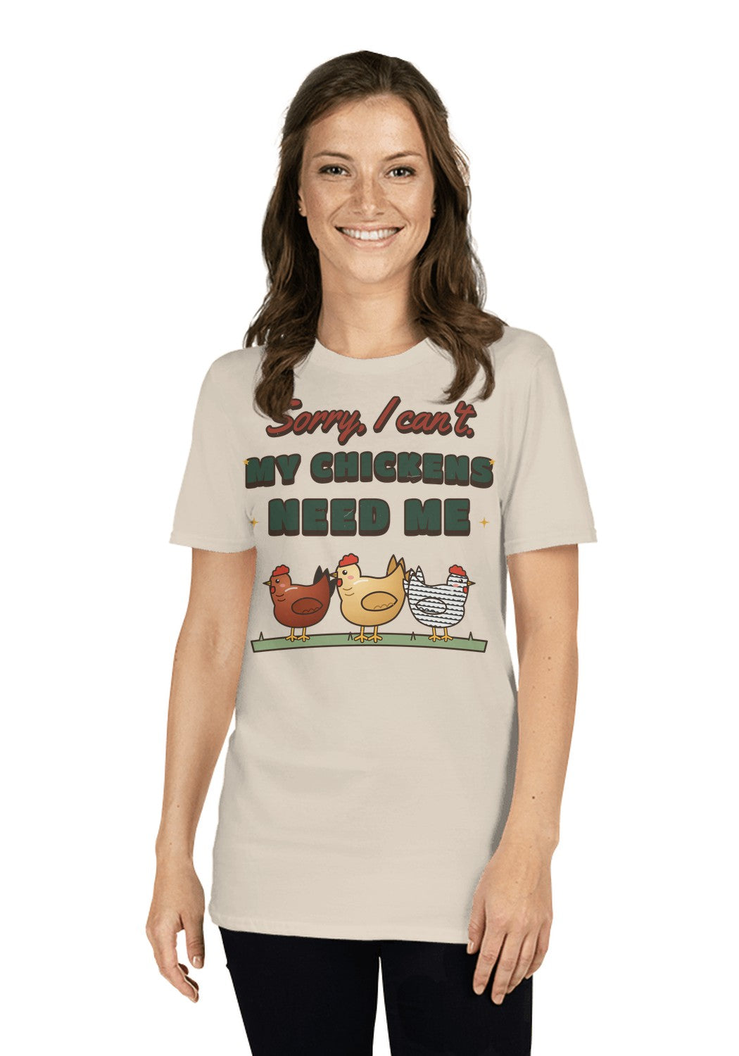 Sorry I Can't, My Chickens Need Me t-shirt in Heather Dust