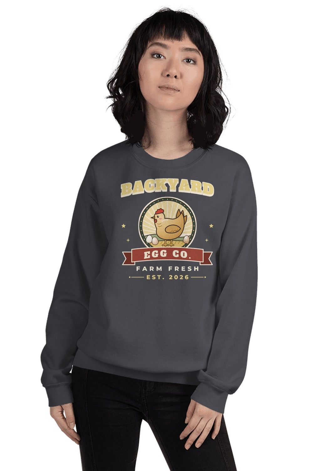 Backyard Egg Co. sweatshirt in Dark Heather