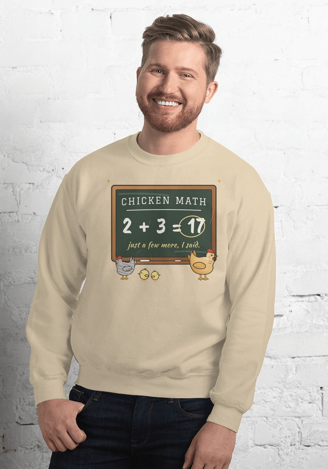 Chicken Math sweatshirt in Sand