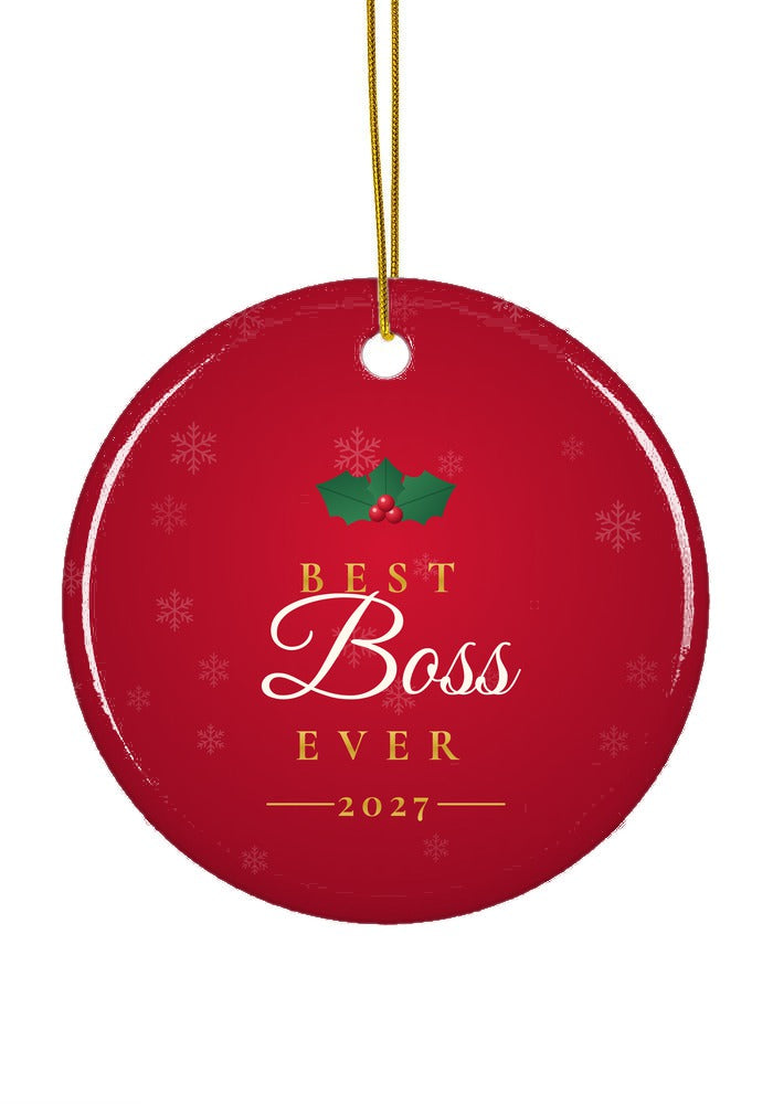 Best Boss Ever ornament, circle shape