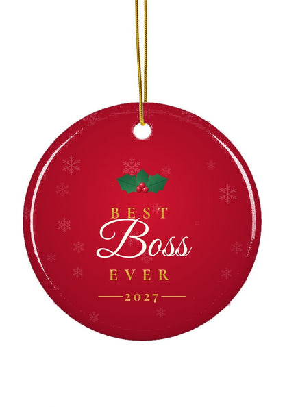 Best Boss Ever ornament, circle shape