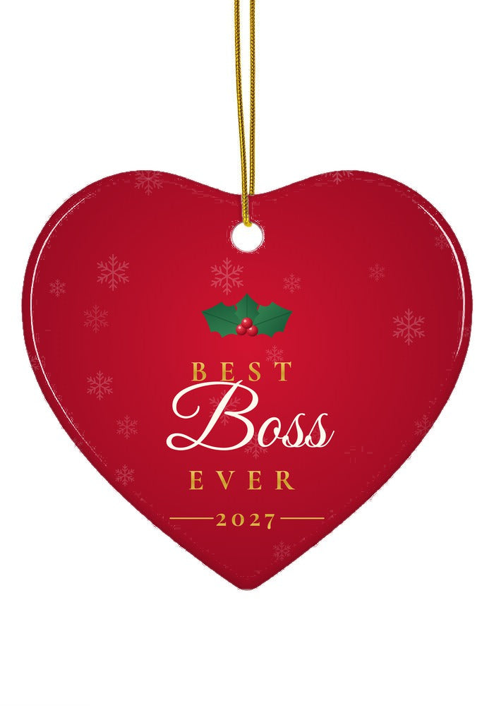 Best Boss Ever ornament, heart shape