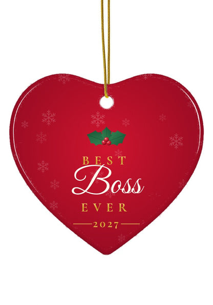 Best Boss Ever ornament, heart shape