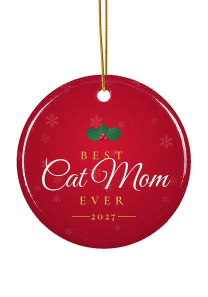 Best Cat Mom Ever ornament, circle shape