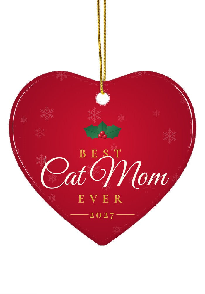 Best Cat Mom Ever ornament, heart shape
