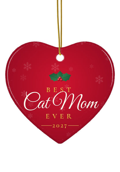Best Cat Mom Ever ornament, heart shape
