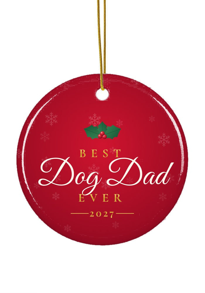 Best Dog Dad Ever ornament, circle shape