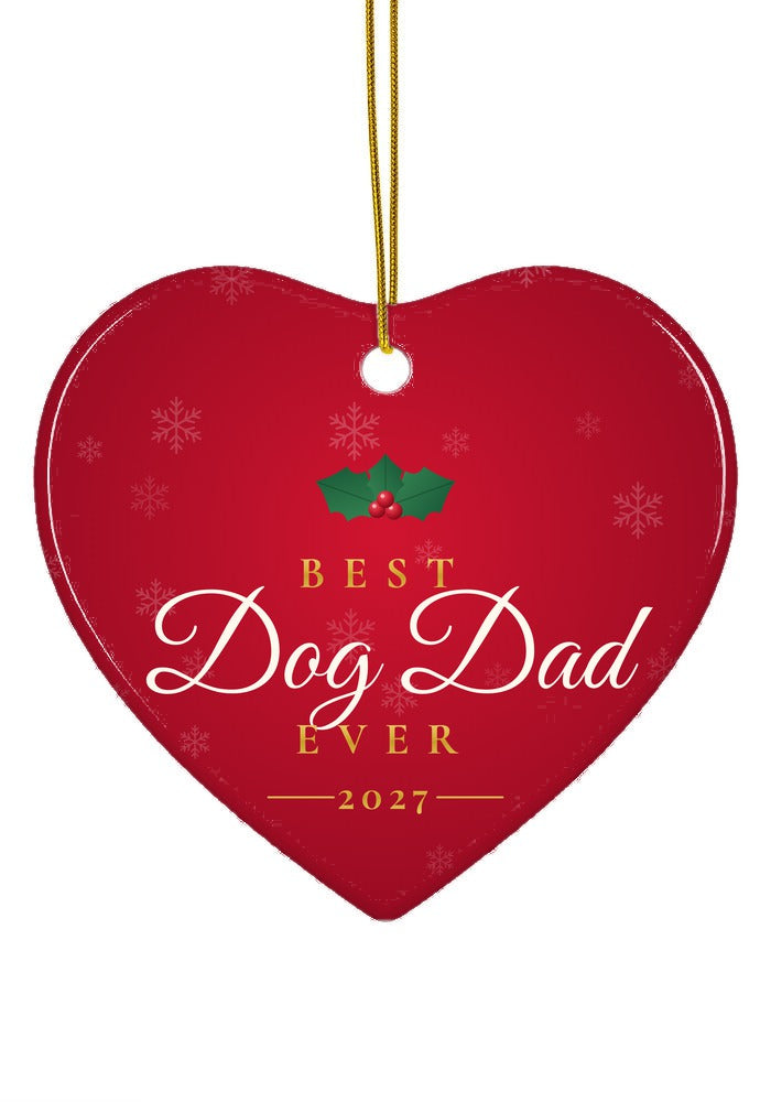 Best Dog Dad Ever ornament, heart shape