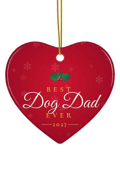 Best Dog Dad Ever ornament, heart shape