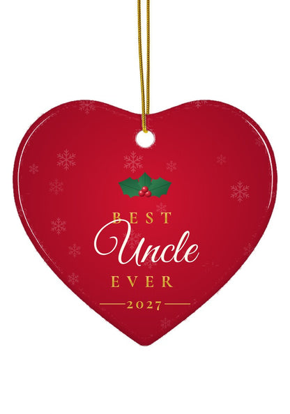 Best Uncle Ever ornament, heart shape