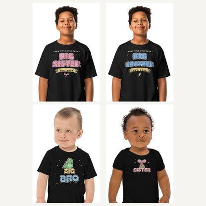 Big Sister and Big Brother Shirts in Black, family set