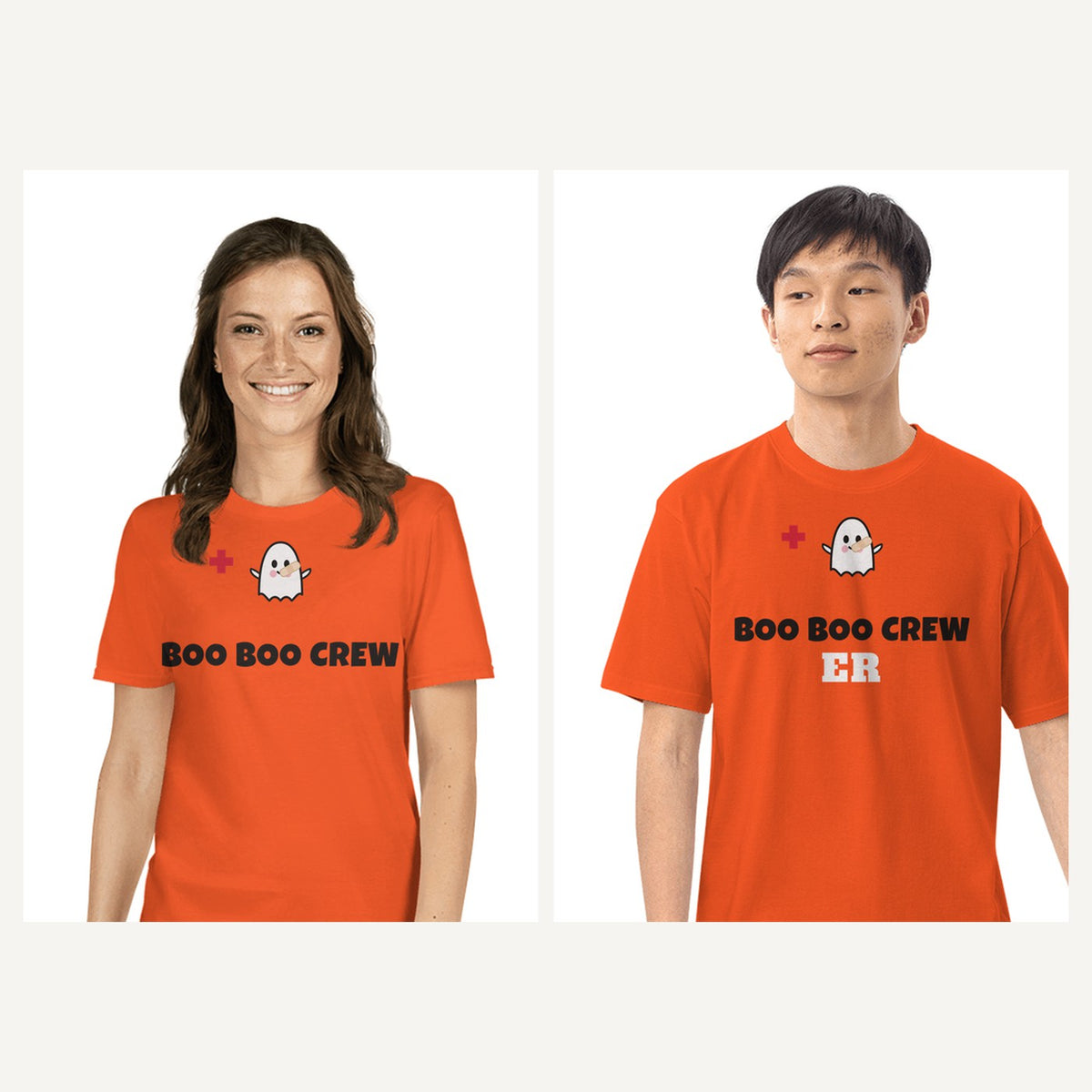 Boo Boo Crew Nurse Halloween Shirts in Orange, matching set