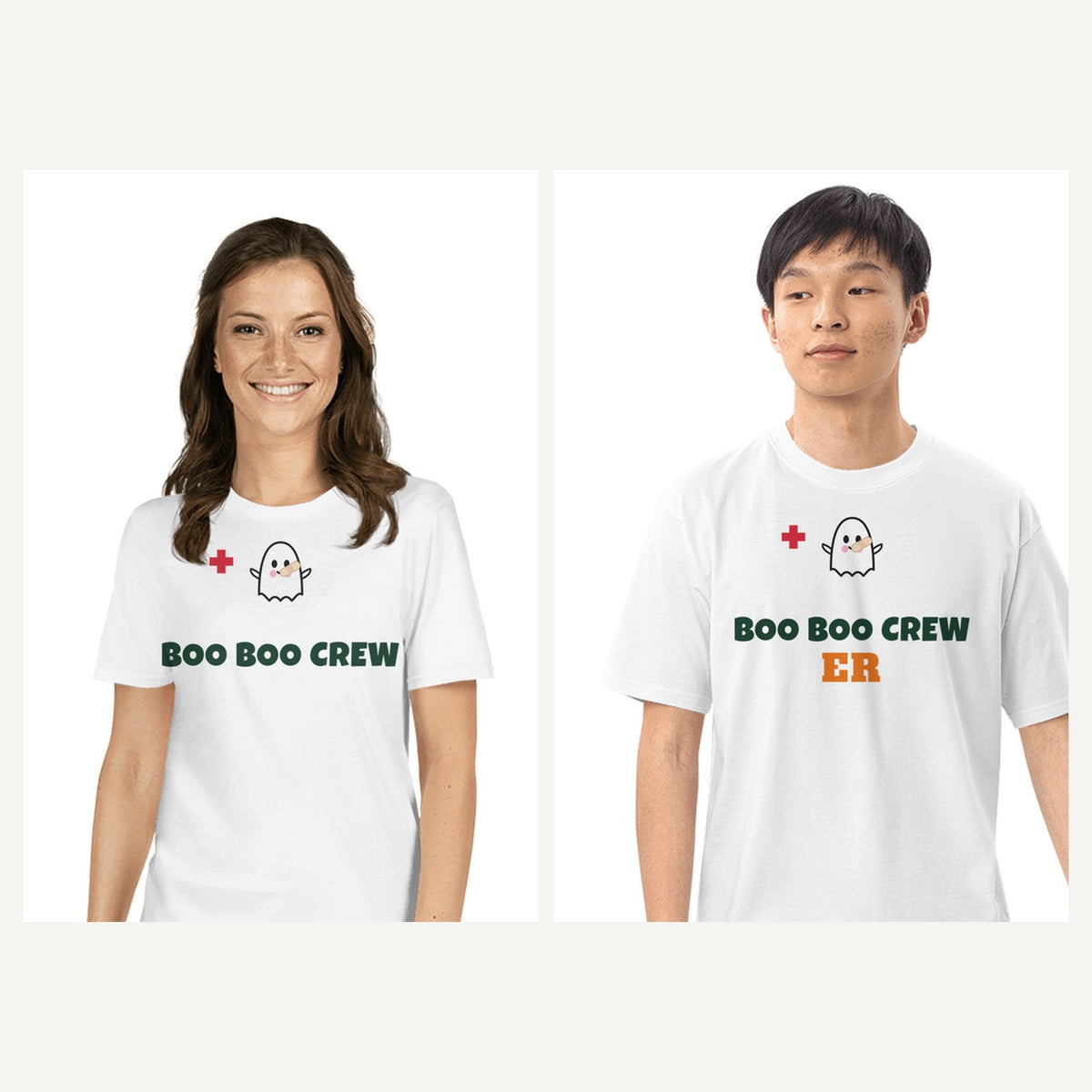 Boo Boo Crew Nurse Halloween Shirts in White, matching set