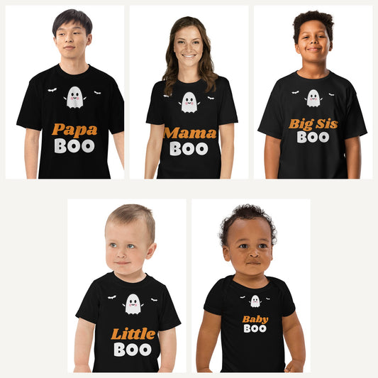 Boo Crew Family Halloween Shirts in Black, family set