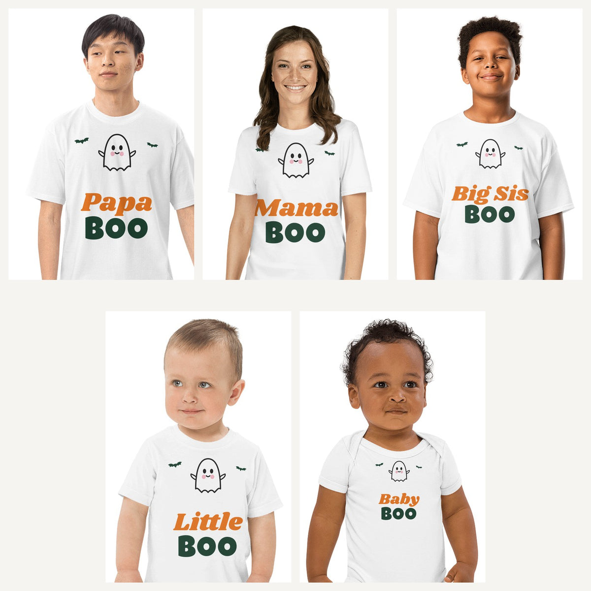 Boo Crew Family Halloween Shirts in White, family set