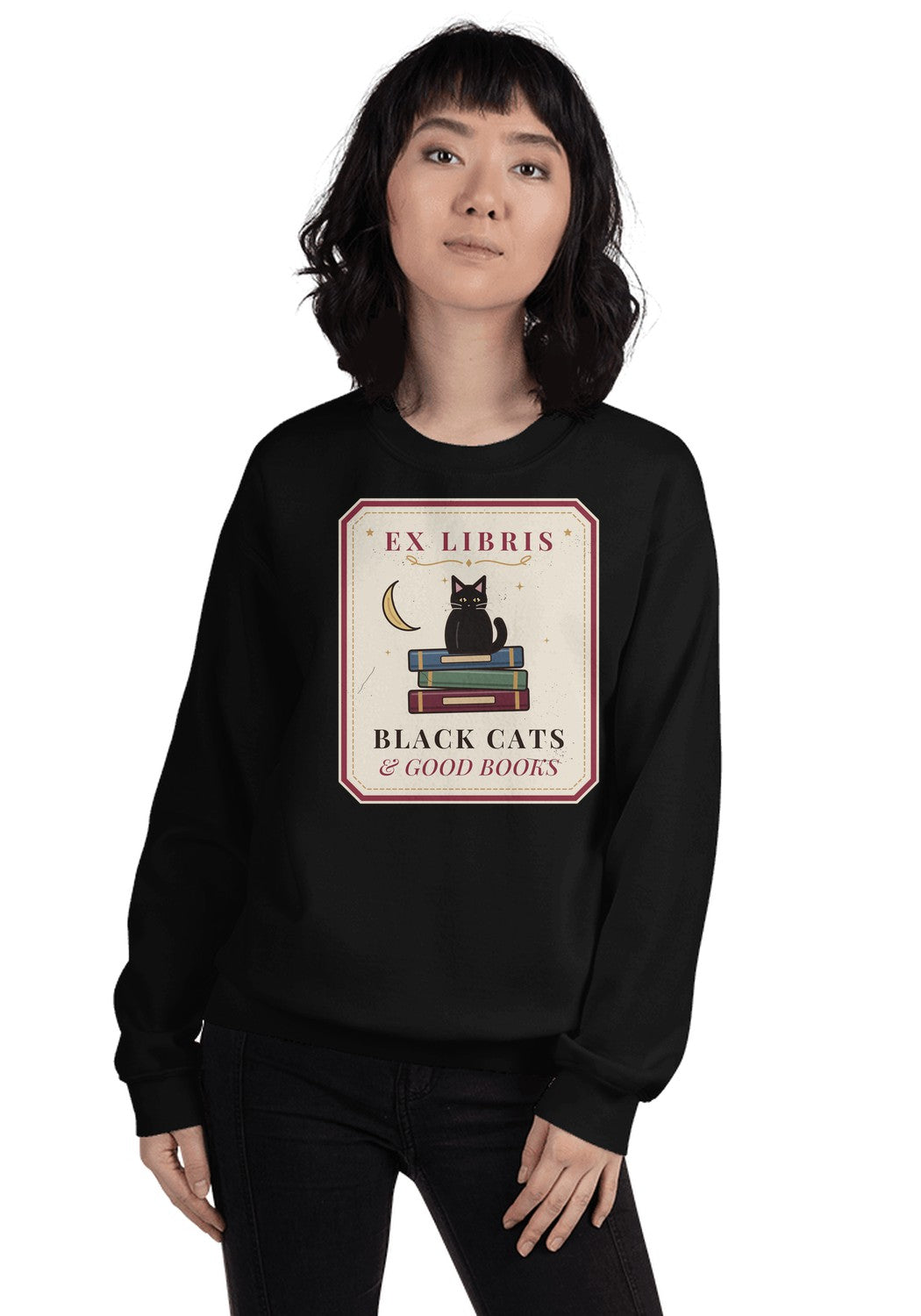 Ex Libris Black Cats & Good Books sweatshirt in Black