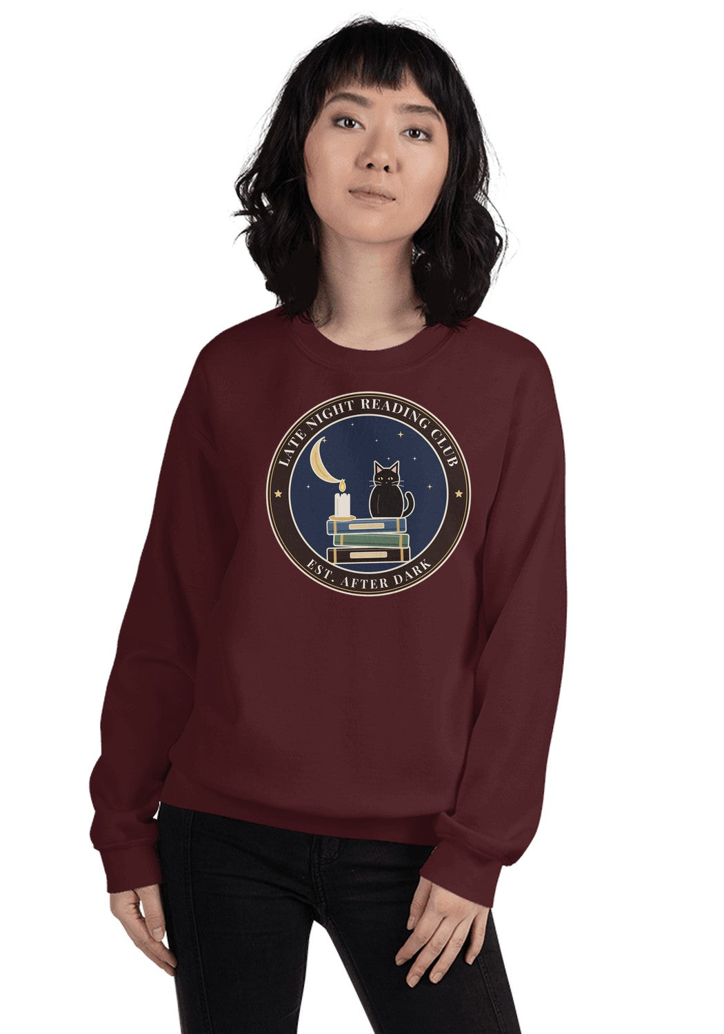 Late Night Reading Club sweatshirt in Maroon