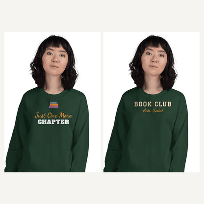 Bookish Sweatshirts for Book Lovers in Forest Green, matching set