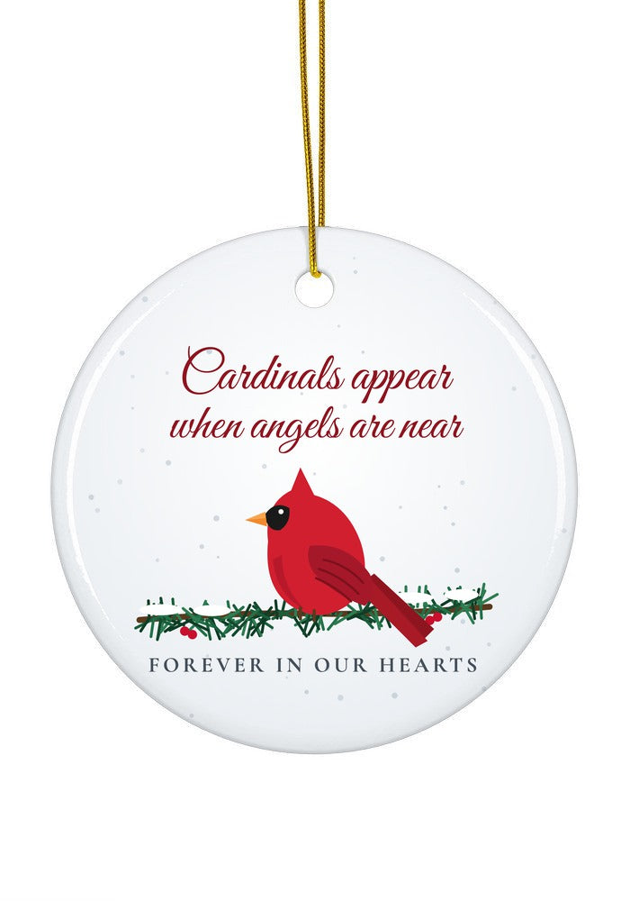 Cardinals Appear When Angels Are Near memorial ornament, circle shape