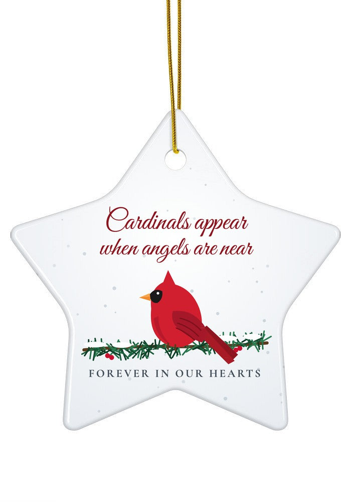 Cardinals Appear When Angels Are Near memorial ornament, star shape