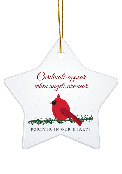 Cardinals Appear When Angels Are Near memorial ornament, star shape