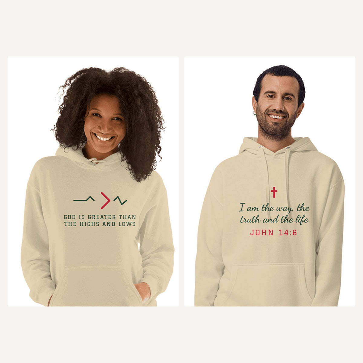 Christian Faith Hoodies in Sand, matching set