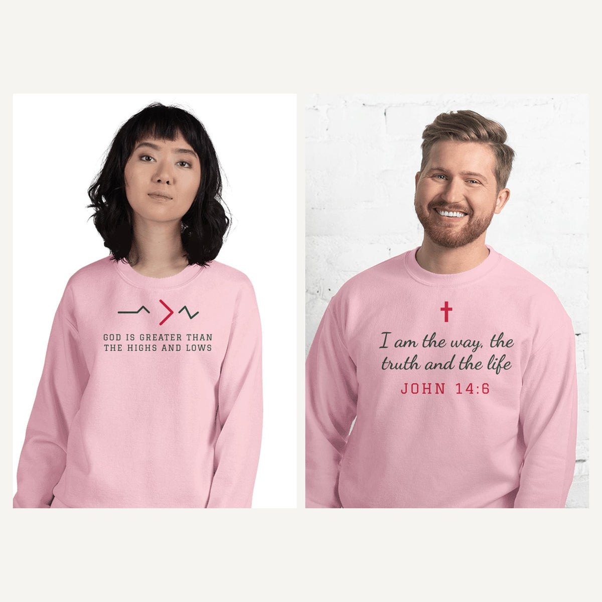 Christian Faith Sweatshirts in Light Pink, matching set