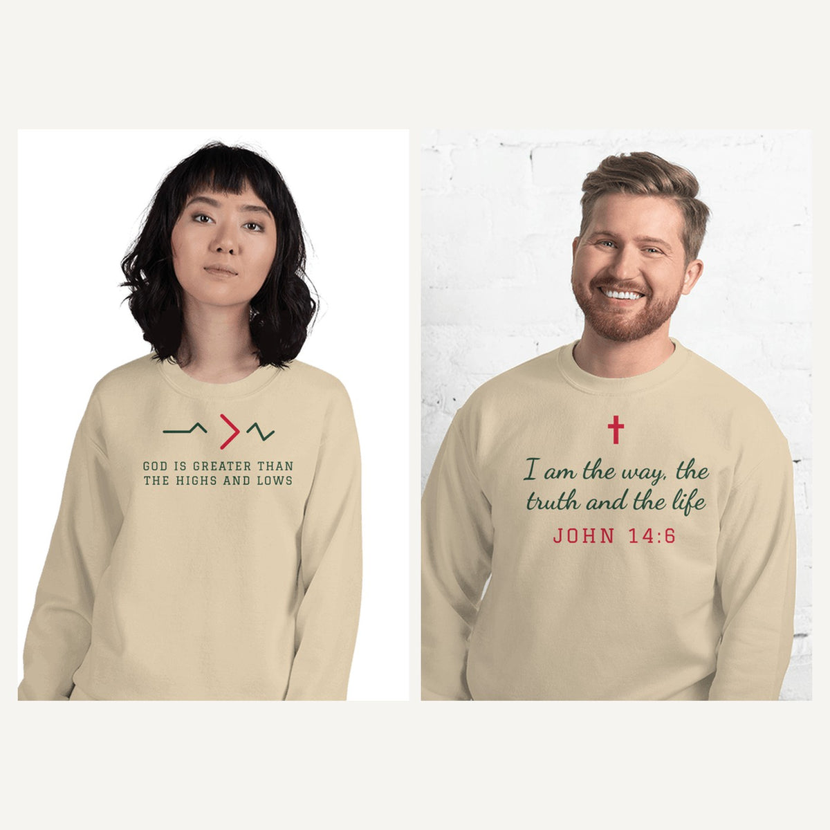 Christian Faith Sweatshirts in Sand, matching set