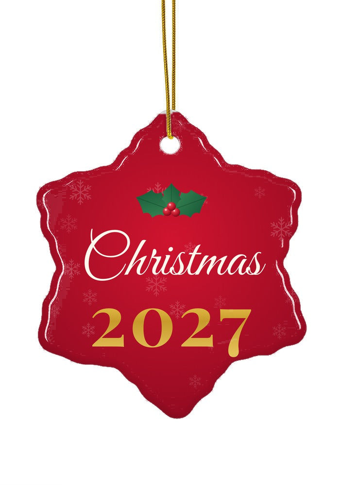 Classic Red ornament, snowflake shape