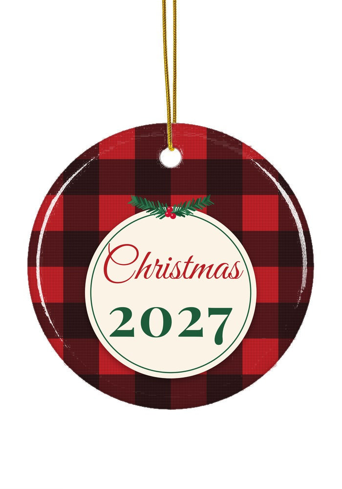 Buffalo Plaid ornament, circle shape