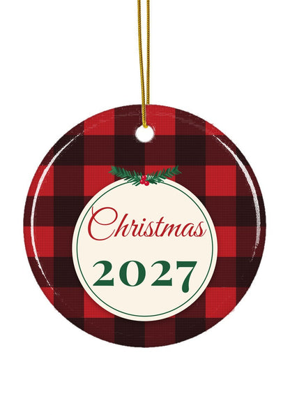 Buffalo Plaid ornament, circle shape