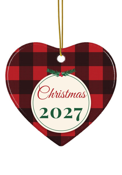 Buffalo Plaid ornament, heart shape